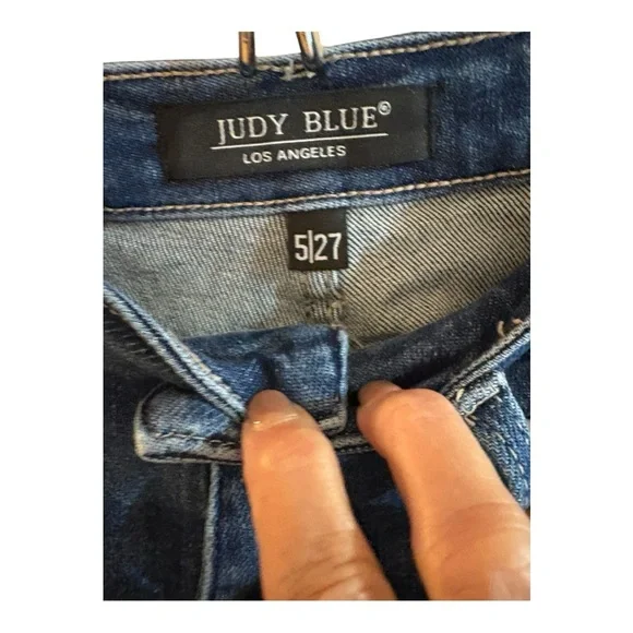 Judy Blue Dark Wash Distressed Skinny Jeans - Picture 5 of 7